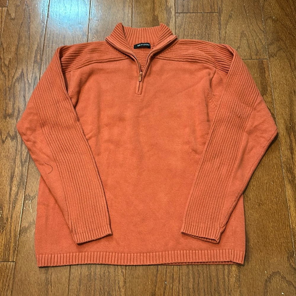 Brandini vintage Men’s burnt orange 1/2 Zip Sweater—Size XL